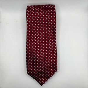 Lands' End Burgundy and White Polka Dot Tie